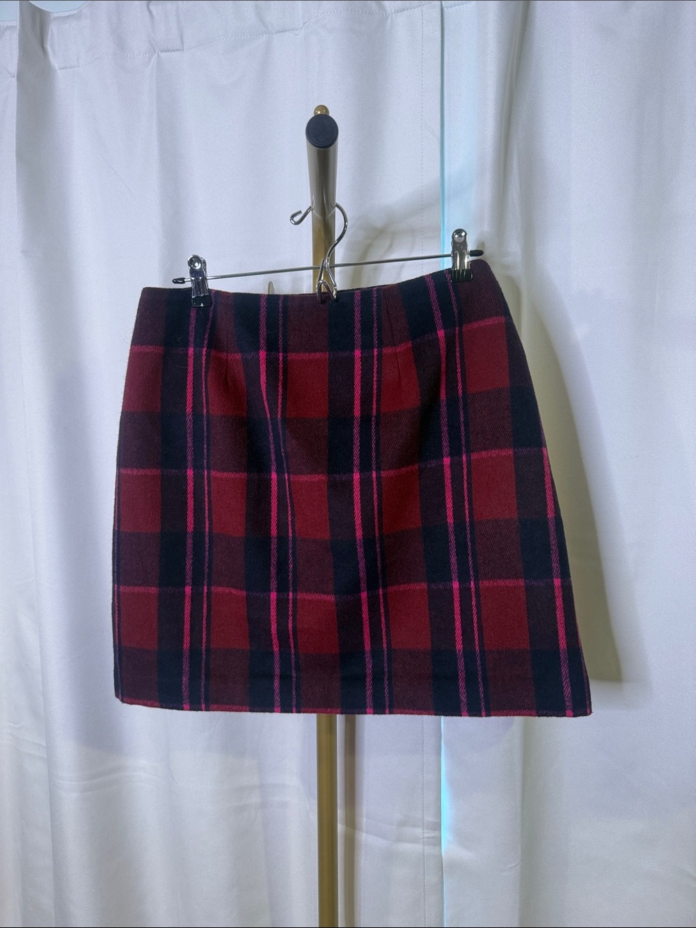 LOFT 6 Plaid Mini Skirt in Burgundy and Navy -womens Sheath School Girl - Picture 4 of 6